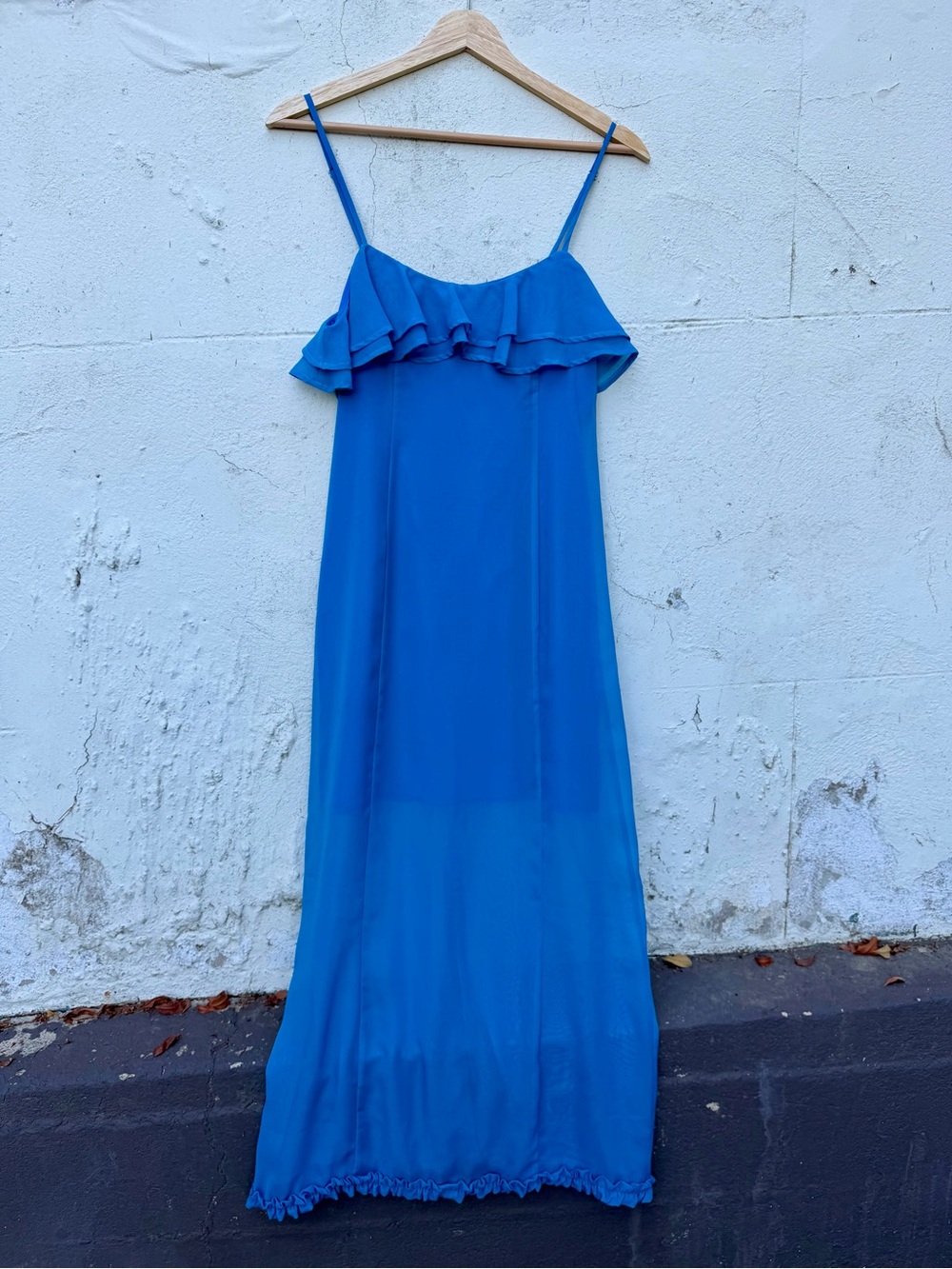 Lisa Says Gah Electric Blue Ruffle Maxi Dress